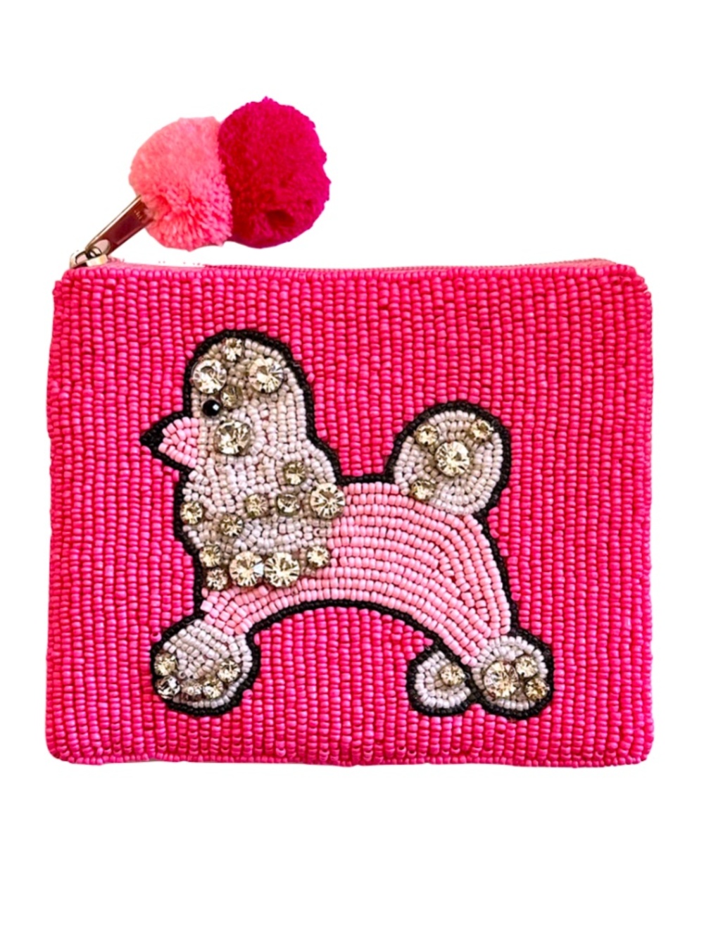 Pink Poodle Coin Purse, Dog Beaded Bag Lily Posh